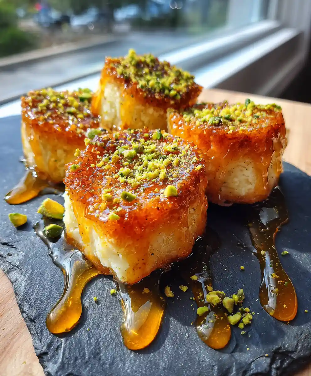 Baklava Style Cheesecake Phyllo Cookies with Pistachio Rose Swirl & Honey Orange Drizzle