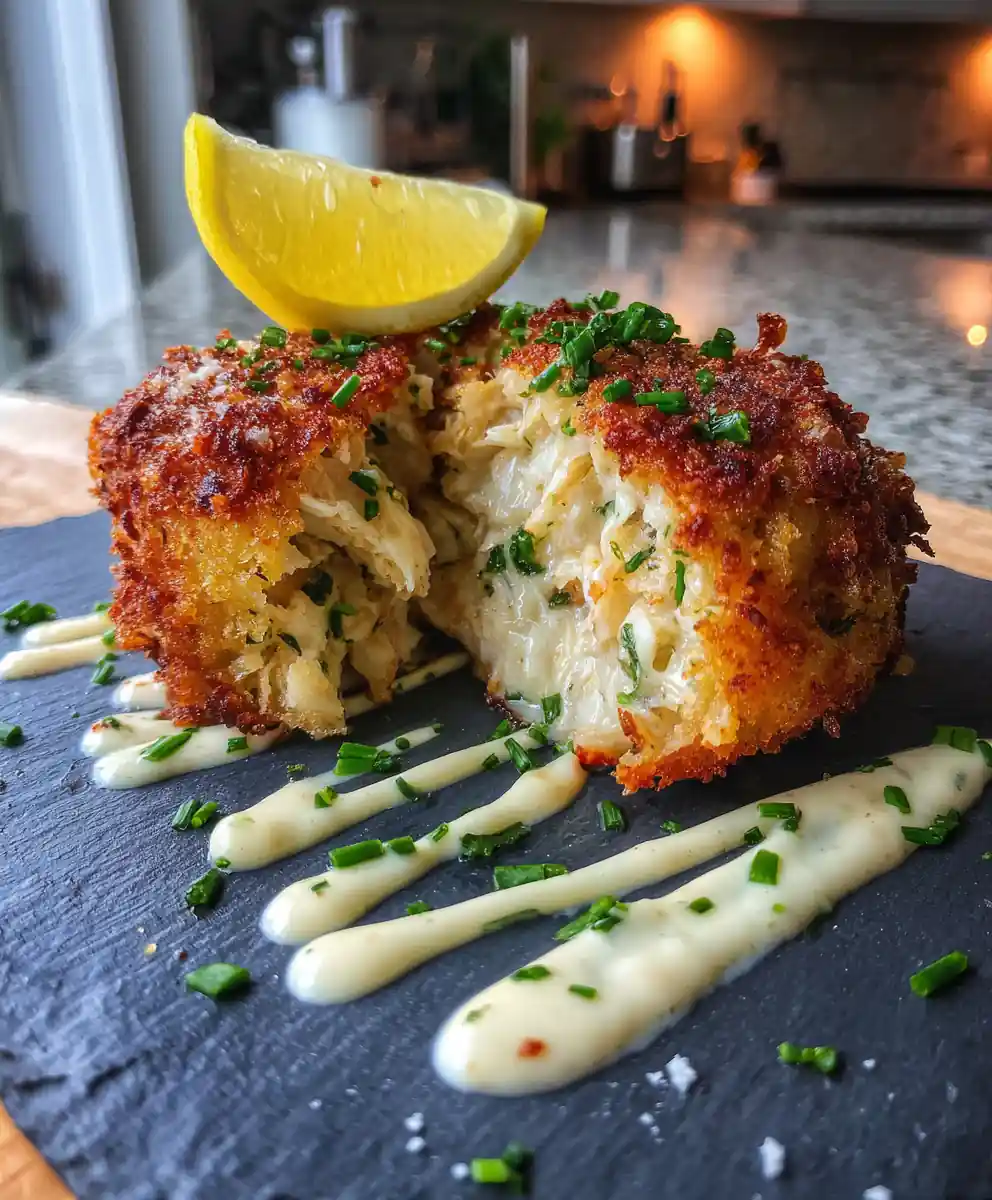 Baltimore Crab Cakes with Lime Herb Cream Cheese Center