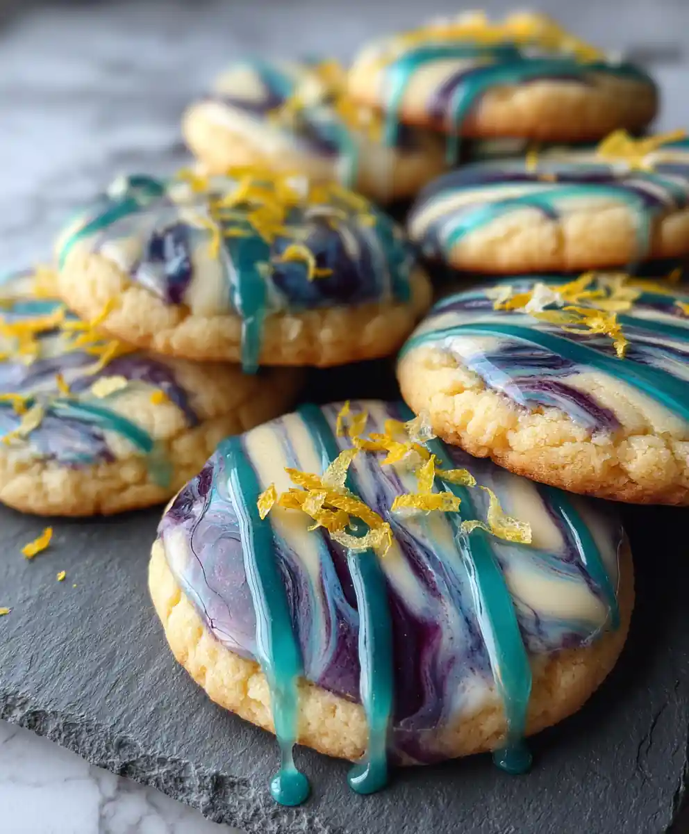 Blueberry Lemon Swirl Glazed Lemon Drop Cookies