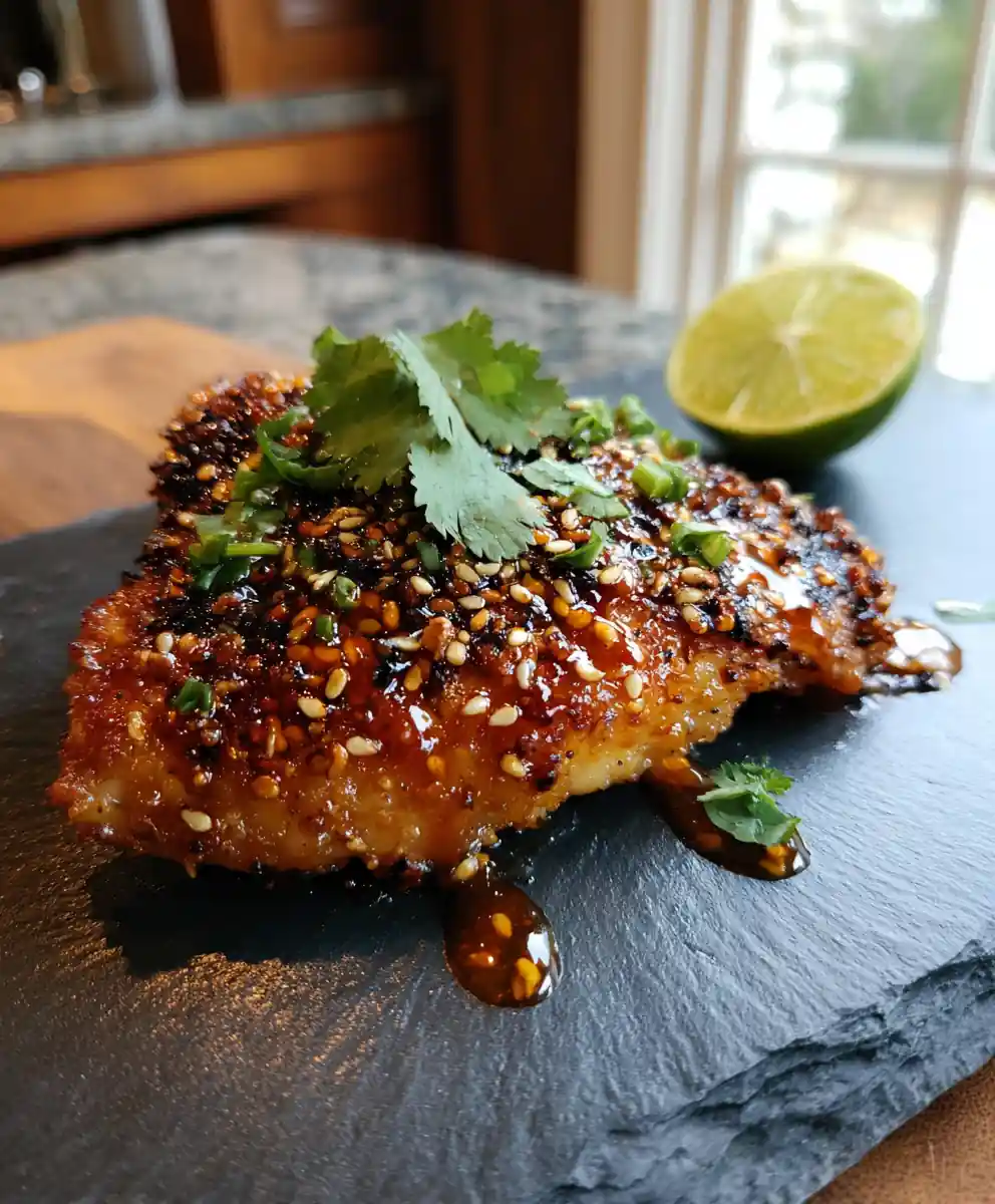 Charred Honey Lime Grilled Chicken Thighs with Chipotle Glaze and Sesame Crust