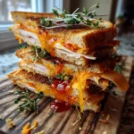 Cheddar Turkey Melt On Sourdough With Roasted Red Pepper Onion Jam 1767796020.9850242