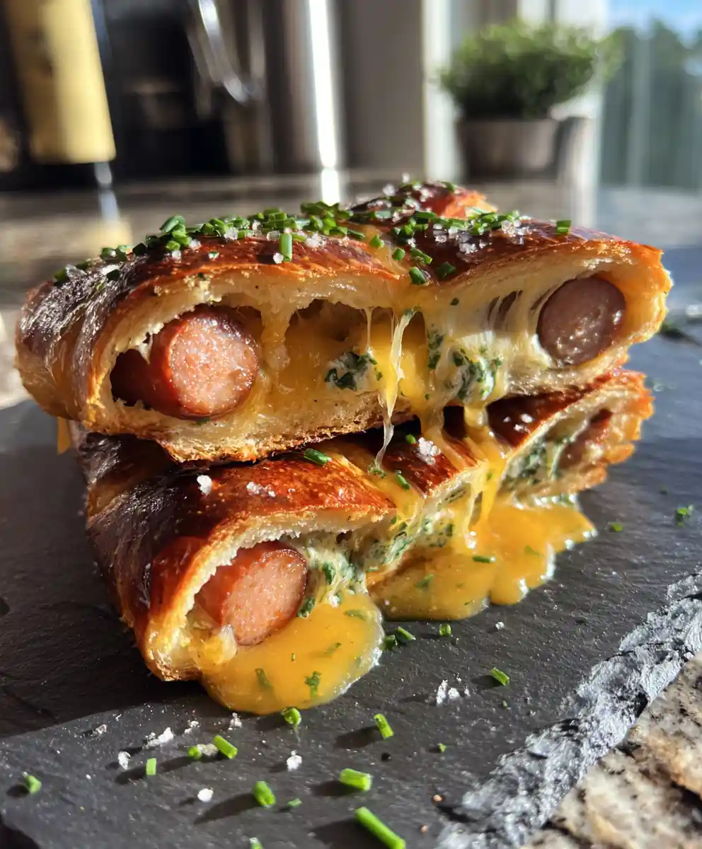 Cheesy Pretzel Dogs With Garlic Herb Cream Cheese Swirl 7 Cheesy Pretzel Dogs with Garlic Herb Cream Cheese Swirl