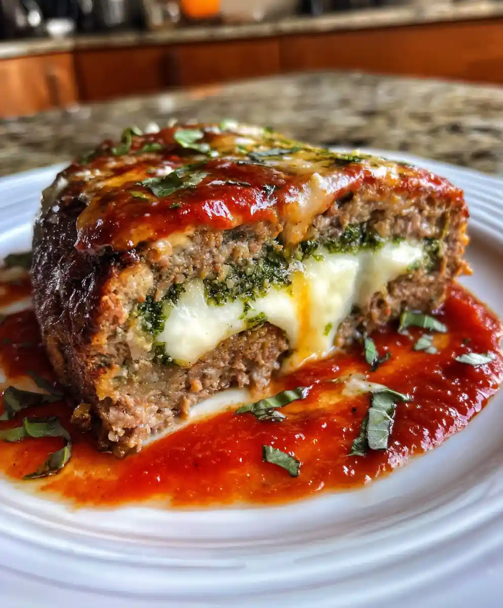 Cheesy Stuffed Italian Meatloaf With Basil Pesto Swirl 7 Cheesy Stuffed Italian Meatloaf with Basil Pesto Swirl