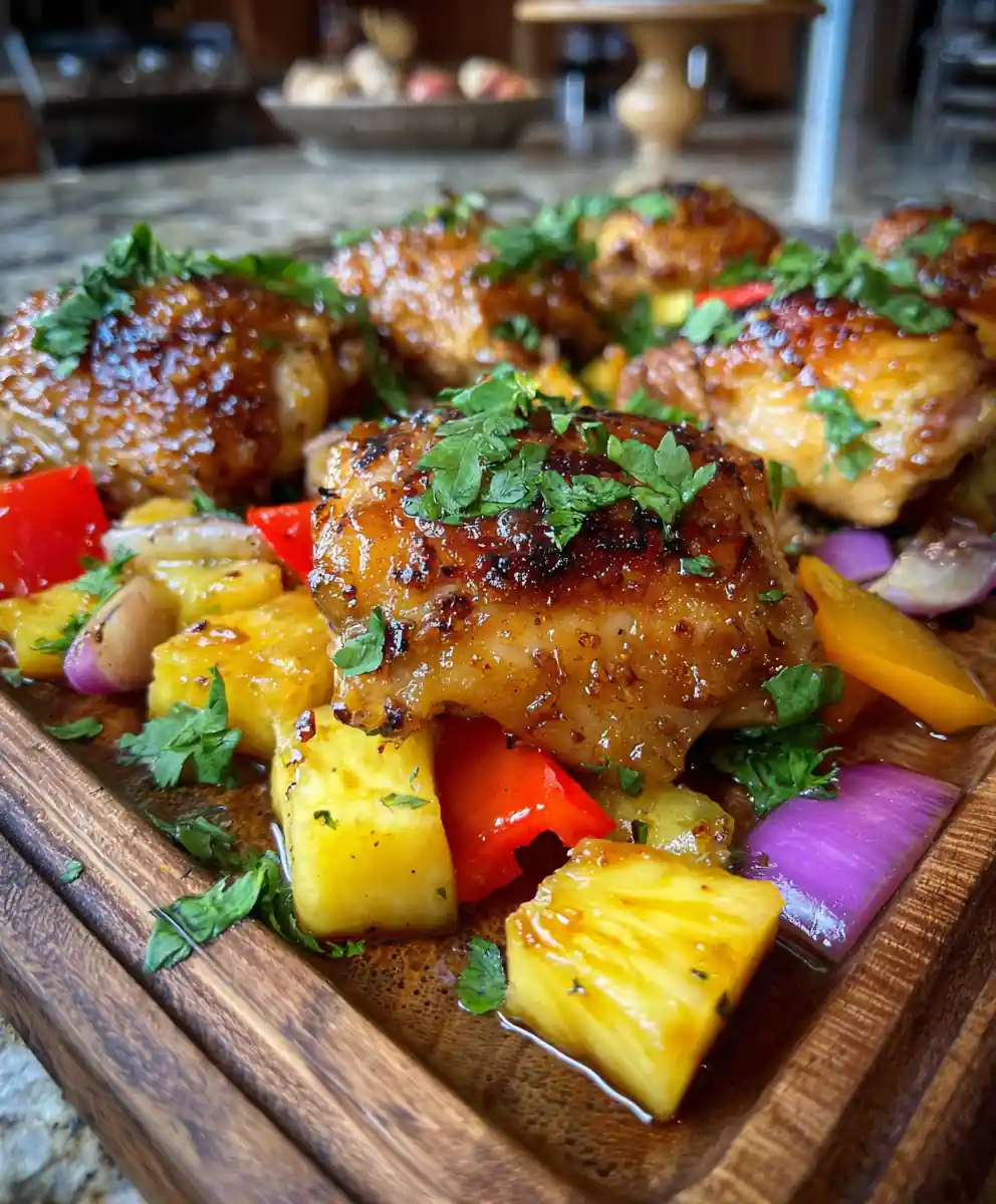 Coconut Lime Glazed Hawaiian Chicken Sheet Pan Dinner