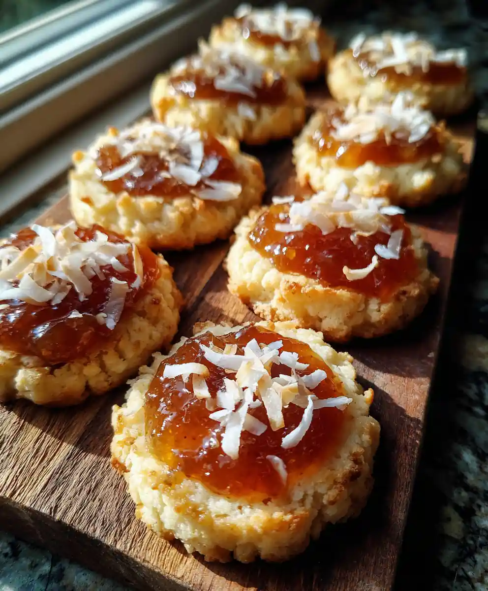 Coconut Thumbprint Cookies with Ginger Lime Pineapple Filling
