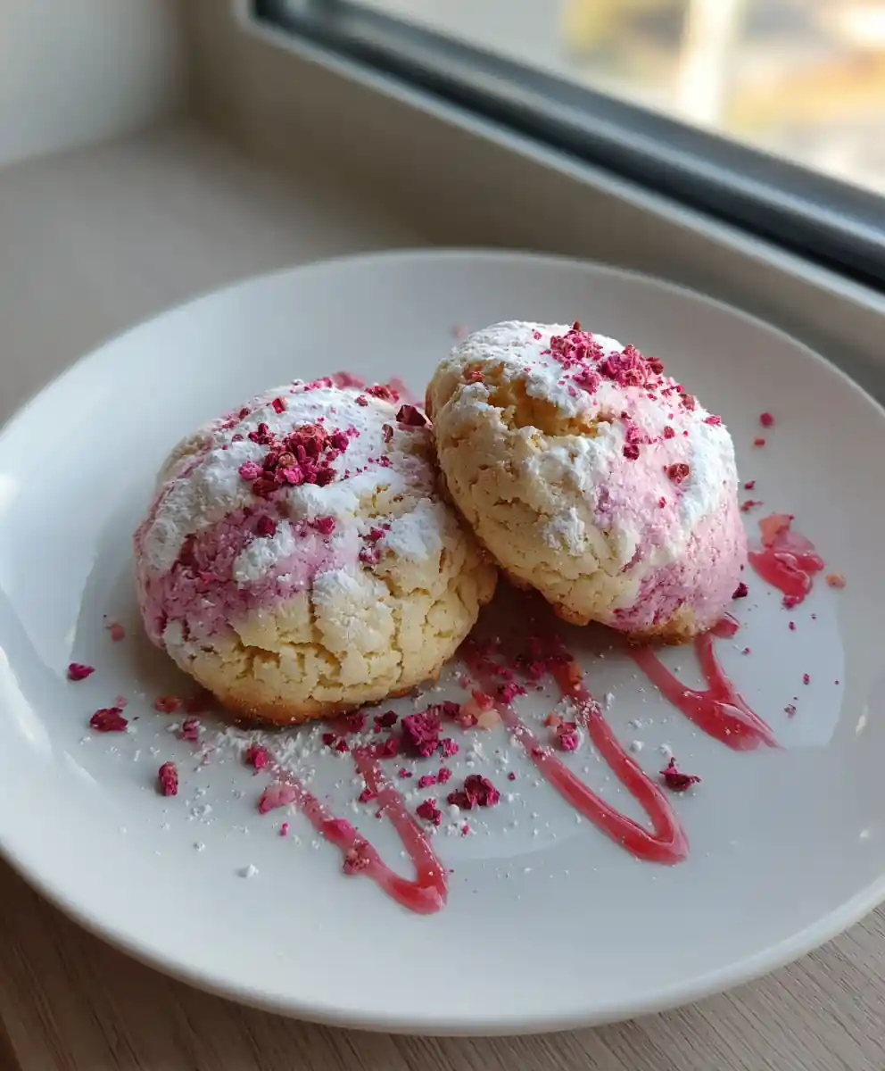 Cotton Candy Cookies with Raspberry Swirl