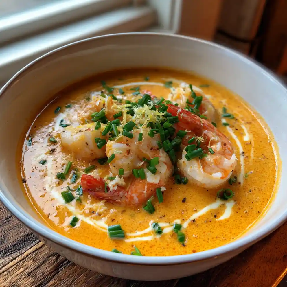 Crab & Shrimp Bisque With Saffron Cream Swirl 6 Crab & Shrimp Bisque with Saffron Cream Swirl