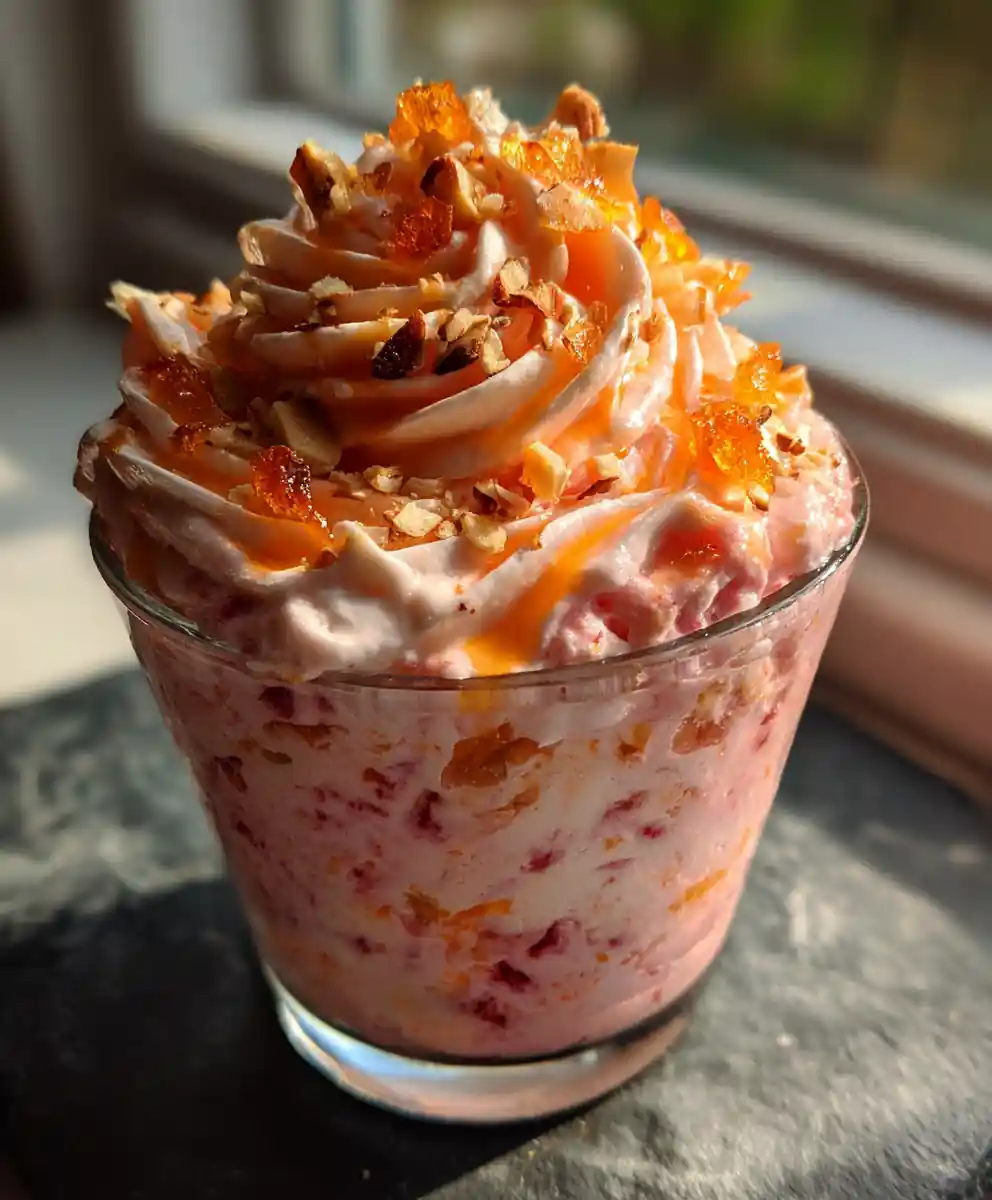 Cranberry Fluff with Orange Cardamom Swirl