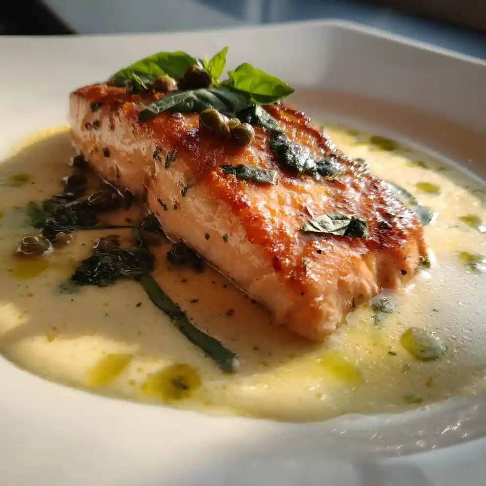 Creamy Salmon Piccata With Basil Lemon Cream Sauce 6 Creamy Salmon Piccata with Basil Lemon Cream Sauce