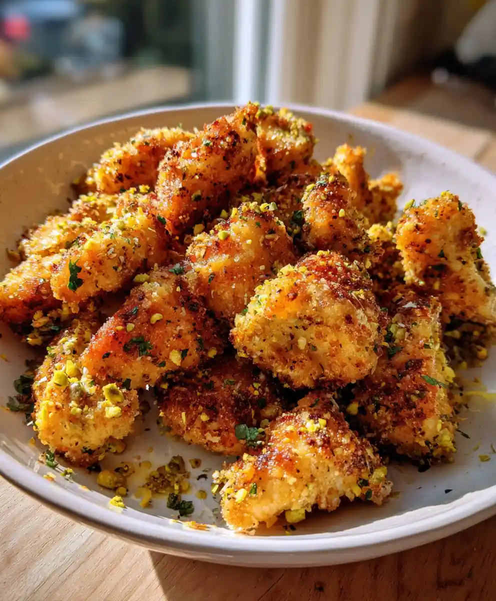 Crispy Air Fryer Lemon Chicken Bites with Pistachio Herb Crust