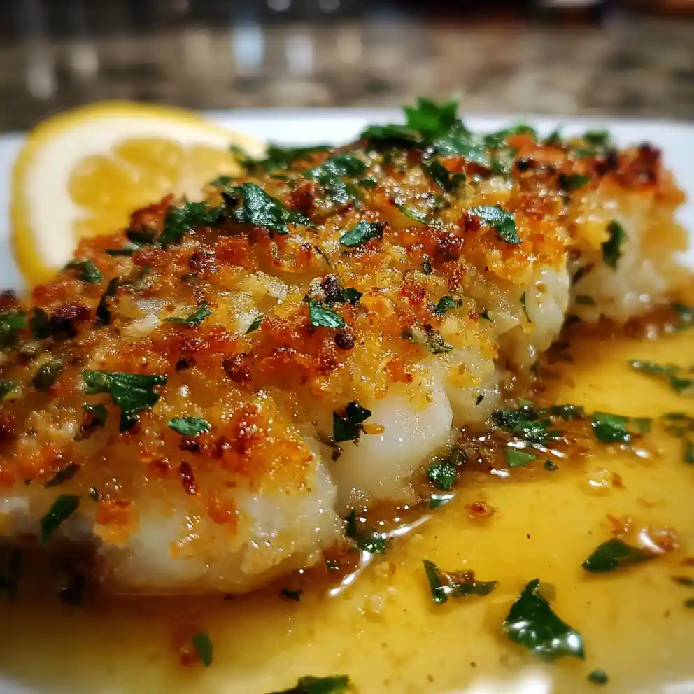 Crispy Almond Herb Cod With Lemon Garlic Butter Sauce 6 Crispy Almond Herb Cod with Lemon Garlic Butter Sauce