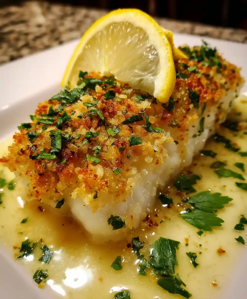 Crispy Almond Herb Cod With Lemon Garlic Butter Sauce 7 Crispy Almond Herb Cod with Lemon Garlic Butter Sauce