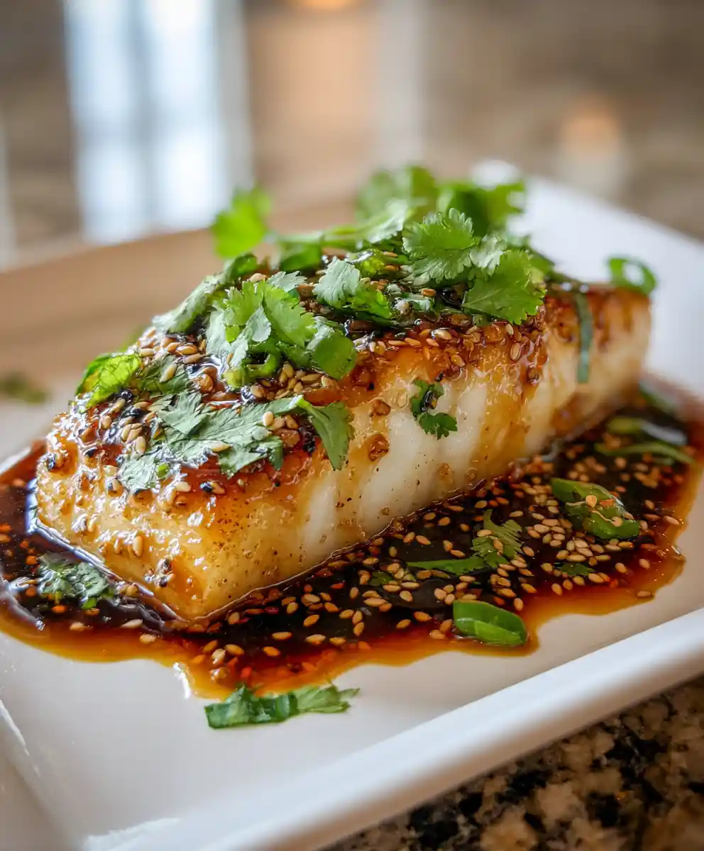 Crispy Ginger Soy Cod with Yuzu Sesame Drizzle