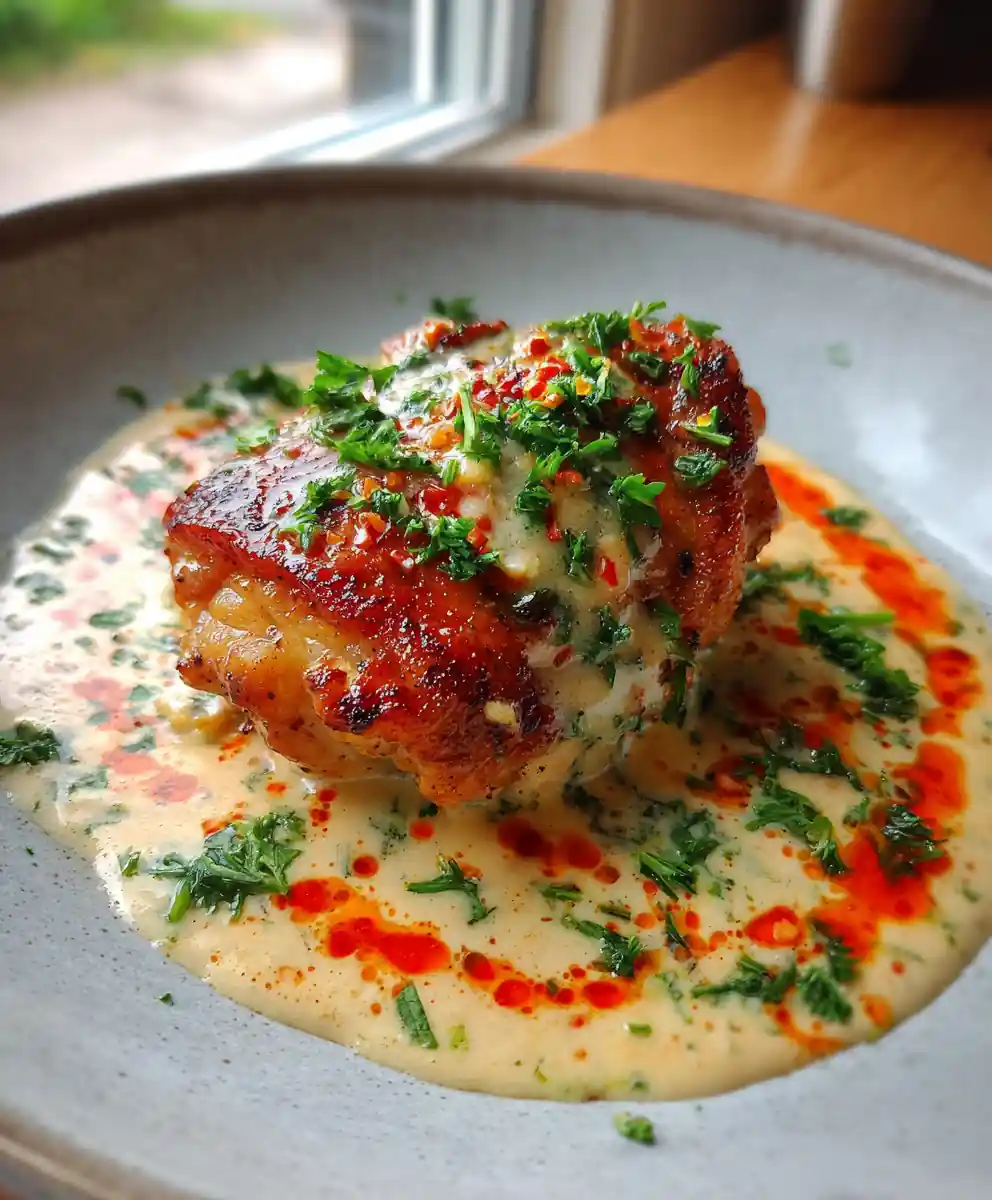 Crockpot Creamy Garlic Parmesan Chicken with Roasted Red Pepper Swirl
