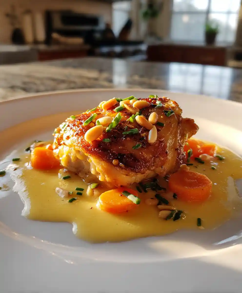 Crockpot Ranch Chicken with Saffron Cream Drizzle