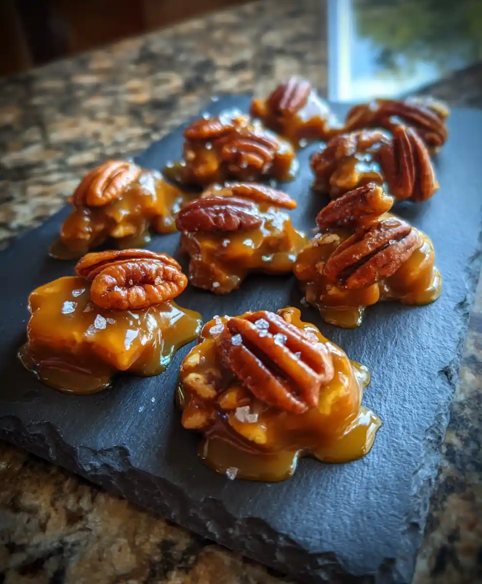Espresso Caramel Pecan Clusters with Sea Salt Finish