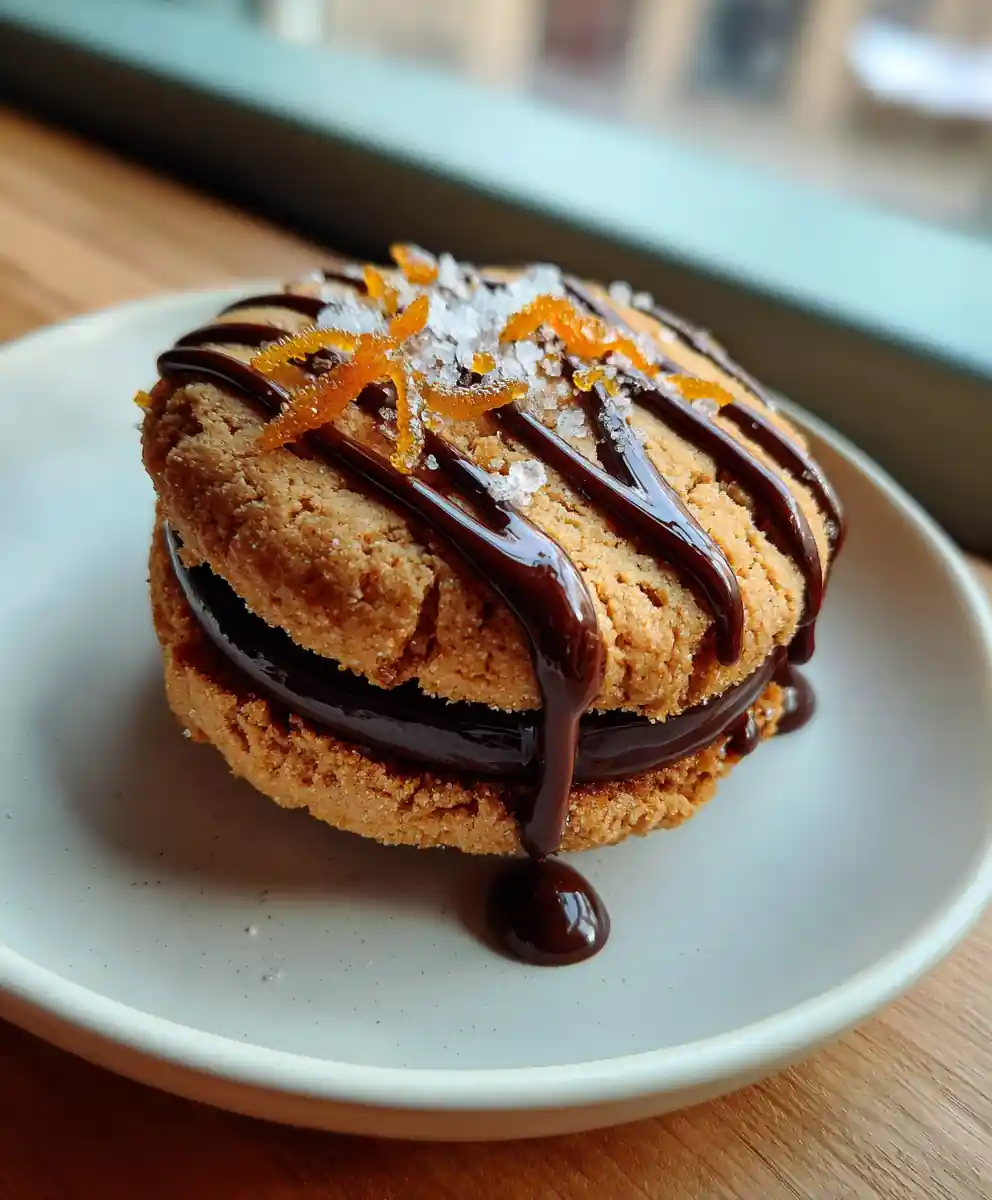 Espresso Infused Boston Cream Pie Cookies with Orange Zest Chocolate Drizzle
