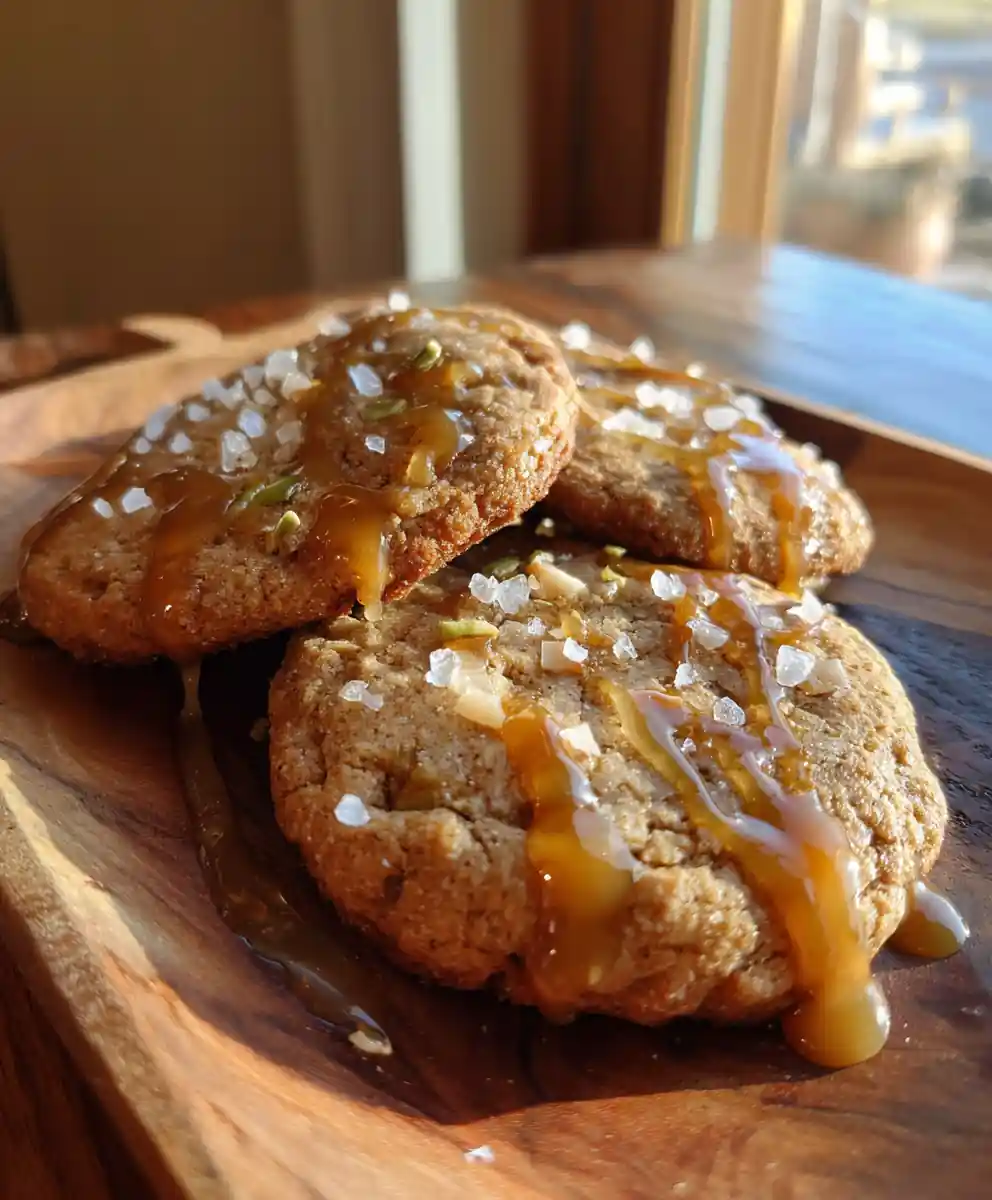 Ginger Spiced Caramel Apple Cookies with a Salted Caramel Drizzle