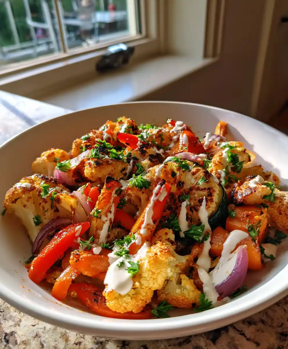 Golden Garlic Herb Roasted Vegetables with Smoked Paprika Lemon Glaze