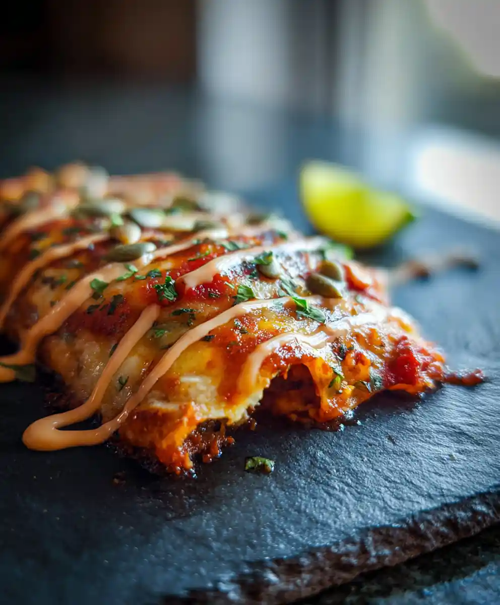 Ground Beef Enchiladas with Smoky Chipotle Cream Swirl
