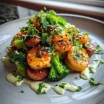 Honey Garlic Shrimp With Chicken Sausage And Veggies, Lime Chili Cream Drizzle 8 Honey Garlic Shrimp With Chicken Sausage And Veggies Lime Chili Cream Drizzle 1767864053.0065863