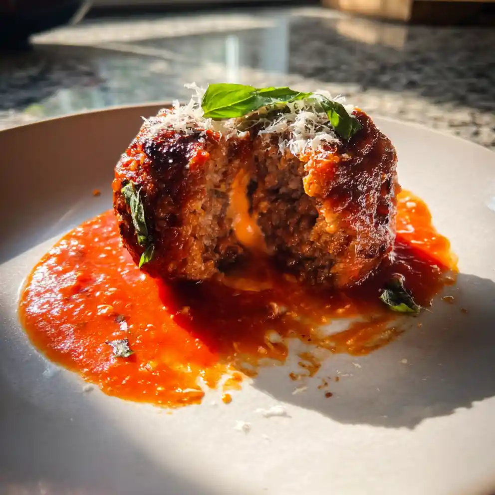 Italian Beef Meatballs With Sun Dried Tomato Basil Cream Center 6 Italian Beef Meatballs with Sun Dried Tomato Basil Cream Center