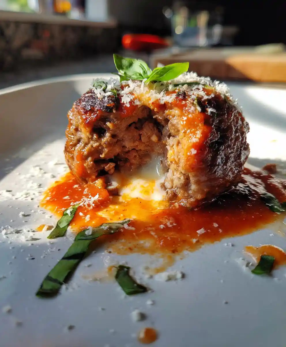 Italian Beef Meatballs With Sun Dried Tomato Basil Cream Center 7 Italian Beef Meatballs with Sun Dried Tomato Basil Cream Center