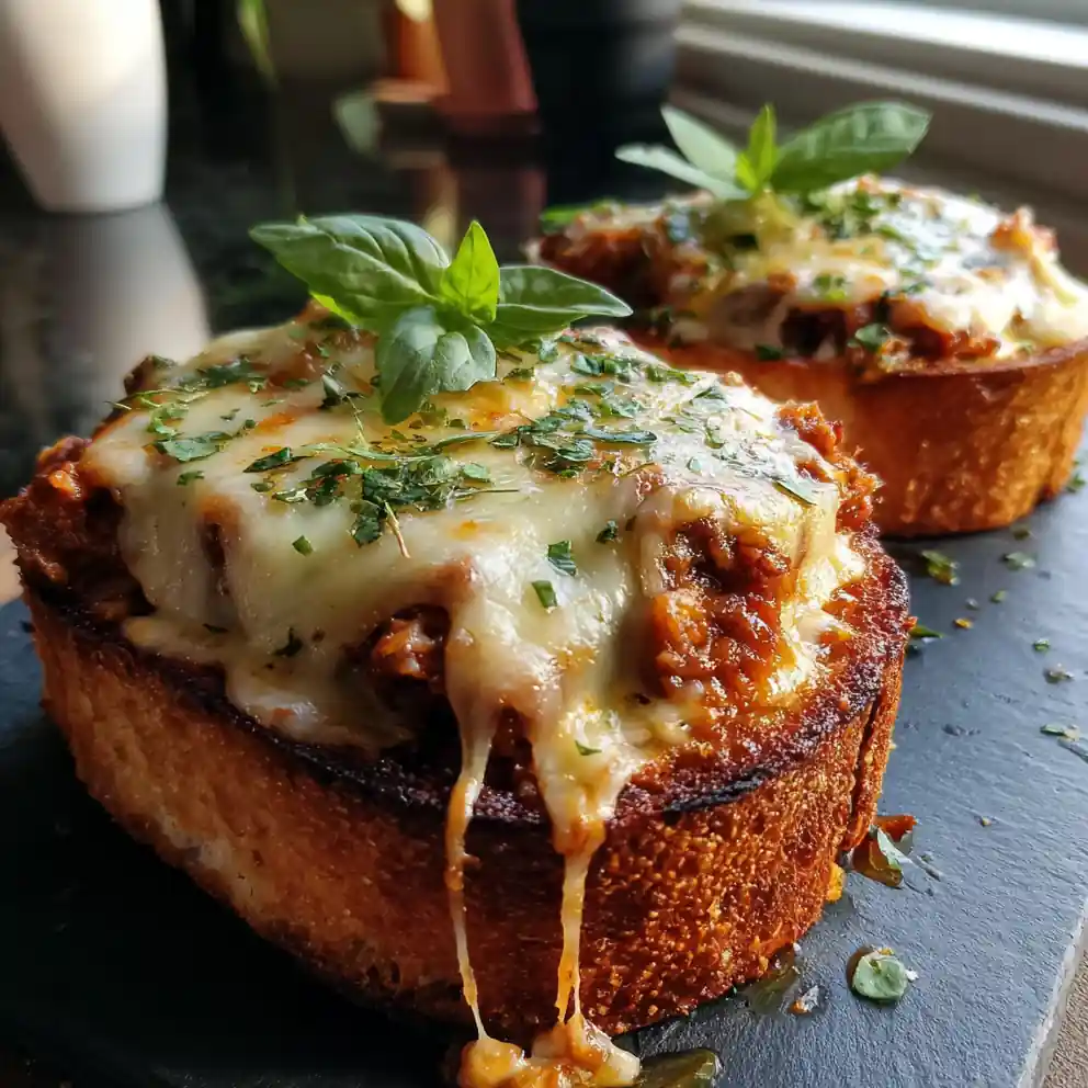 Italian Garlic Bread Sloppy Joes With Melting Mozzarella 6 Italian Garlic Bread Sloppy Joes with Melting Mozzarella