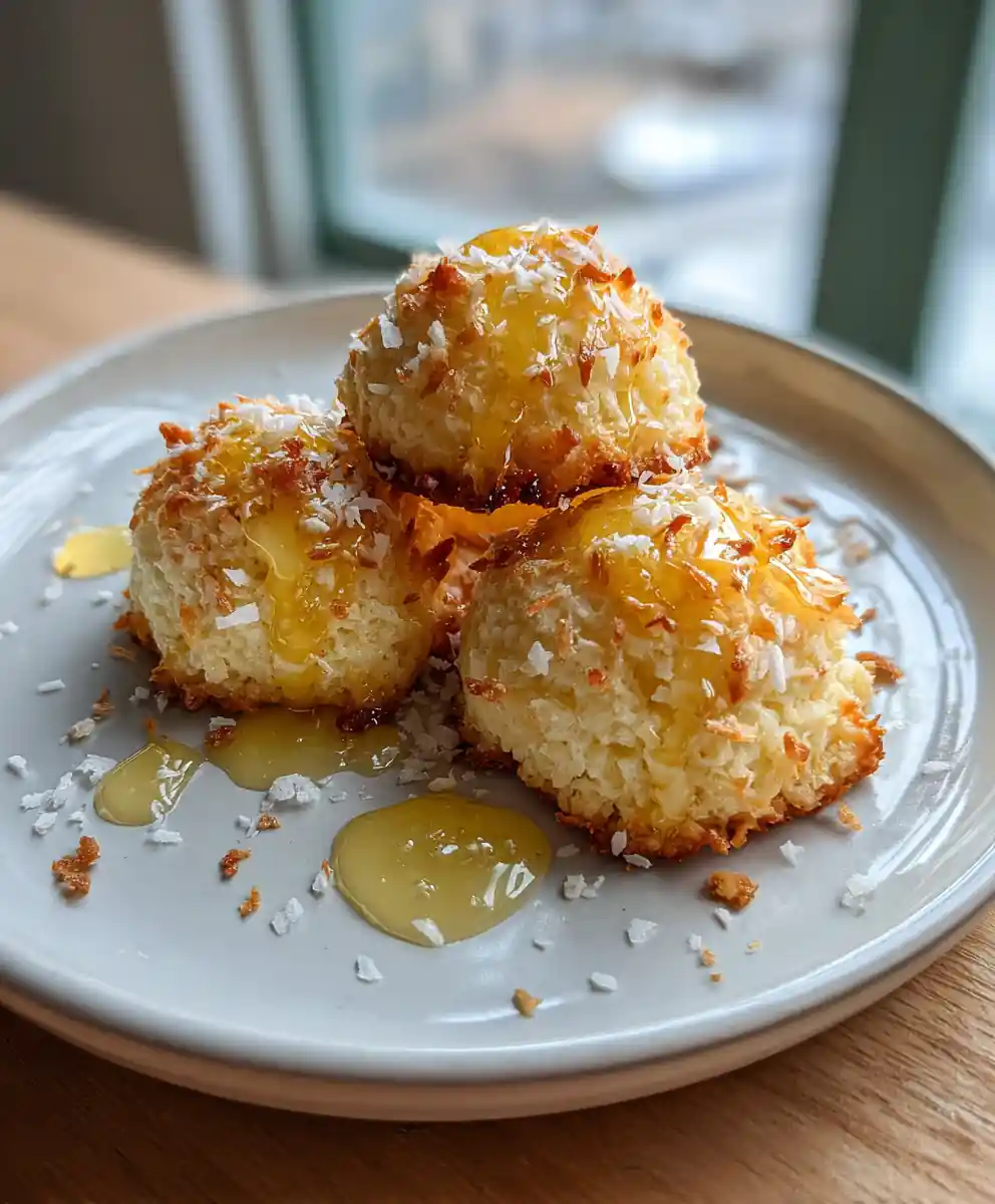 Lemon Curd Coconut Cookies with Lime Ginger Honey Drizzle