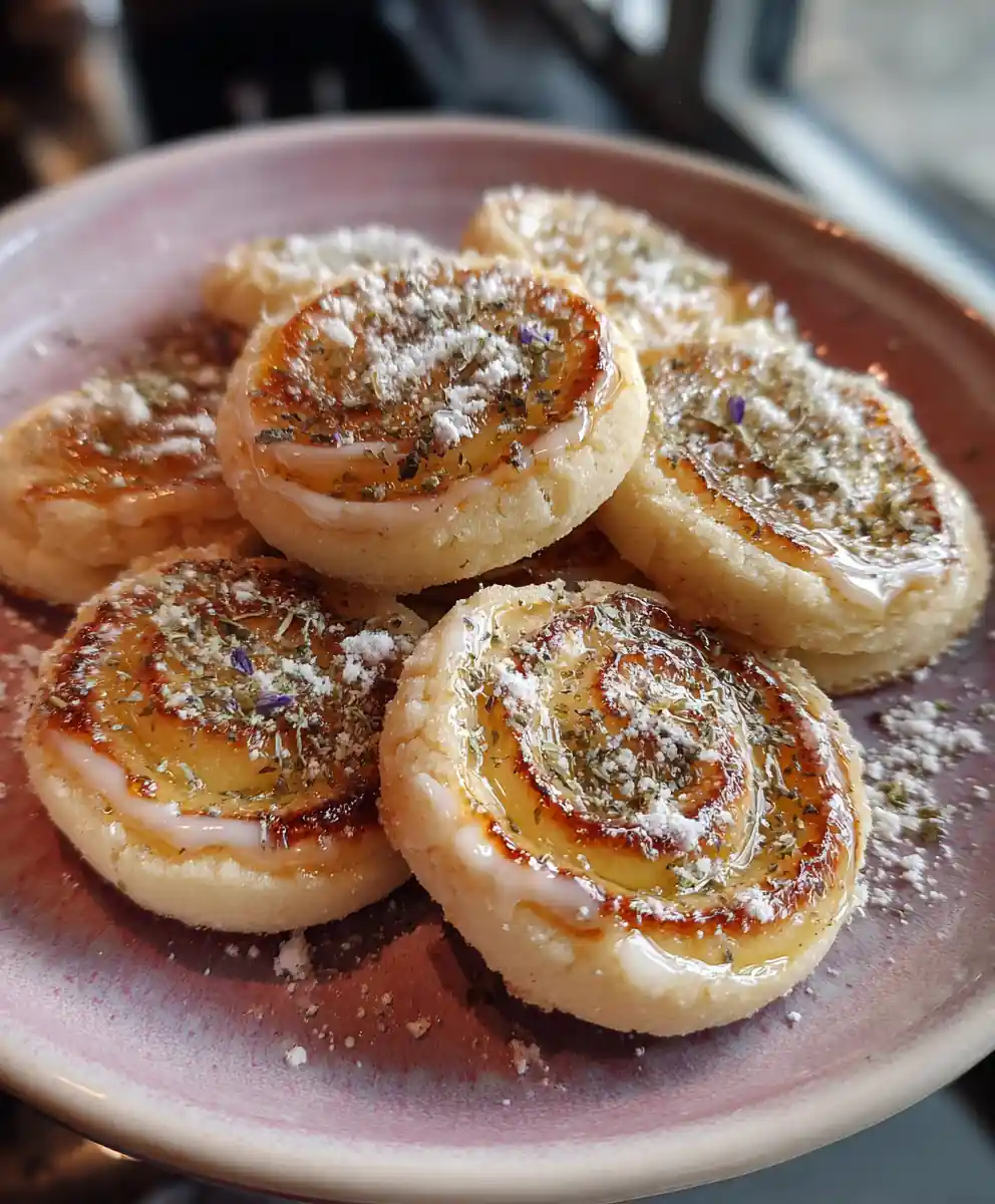 Lemon Curd Creme Brulee Cookies with Lavender Swirl