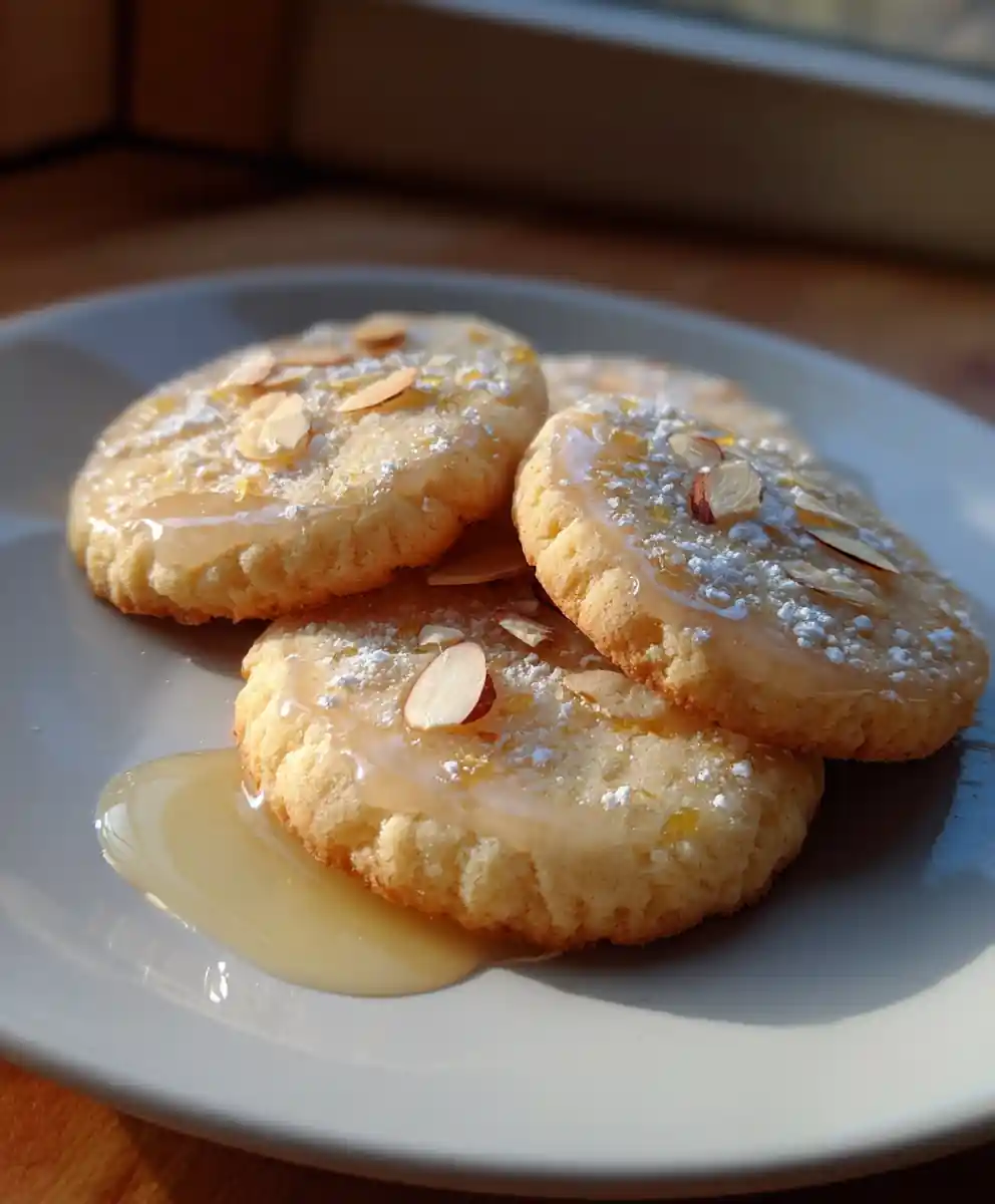 Lemon Honey Glazed French Butter Cookies with Almond Crunch