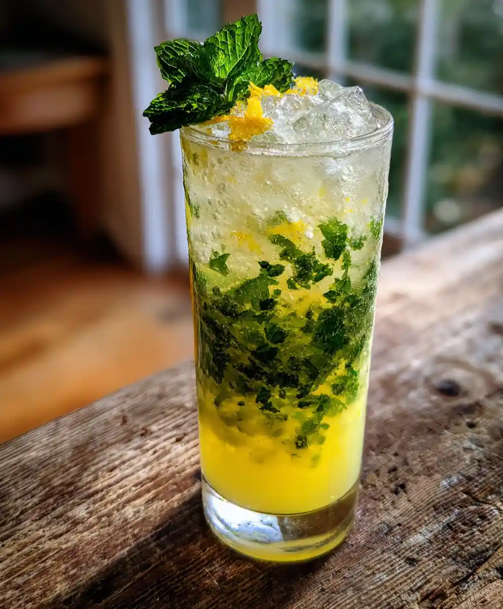 Lemon Mint Mojito Mocktail with Citrus Swirl