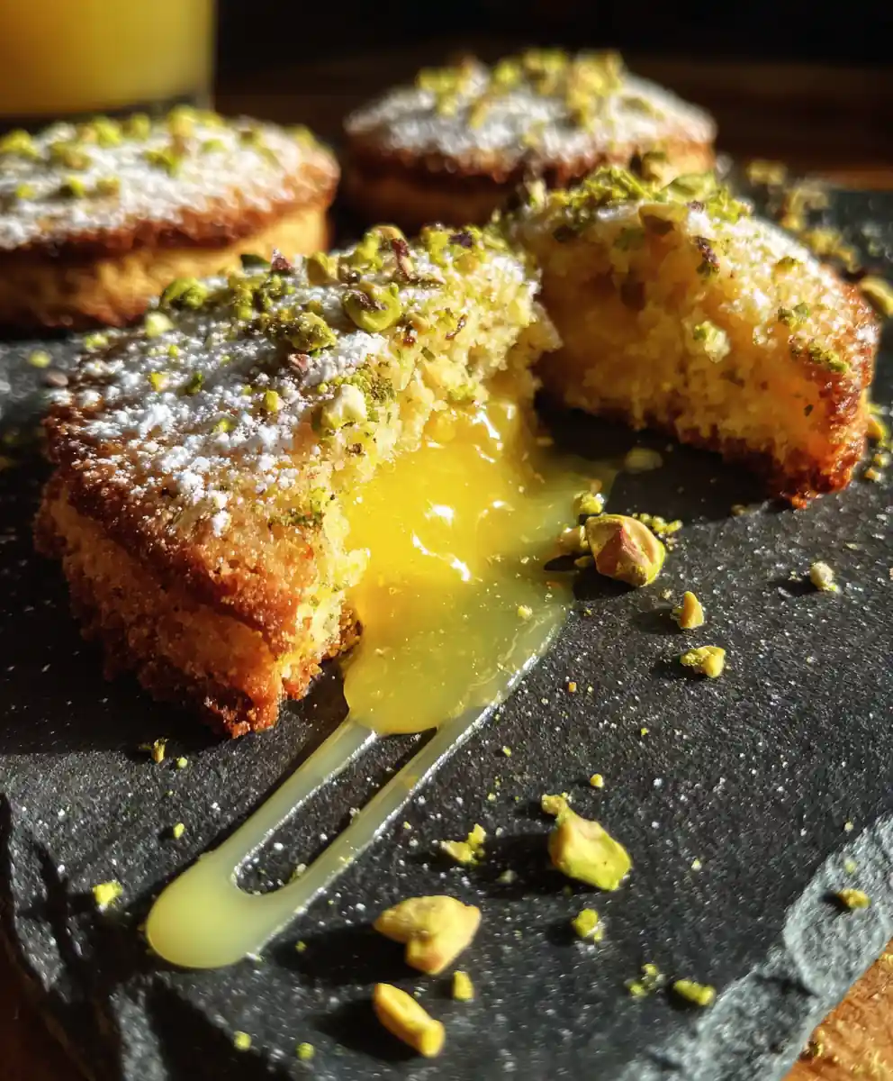 Lemon Sugar Cookies with Pistachio Crusted Lemon Curd