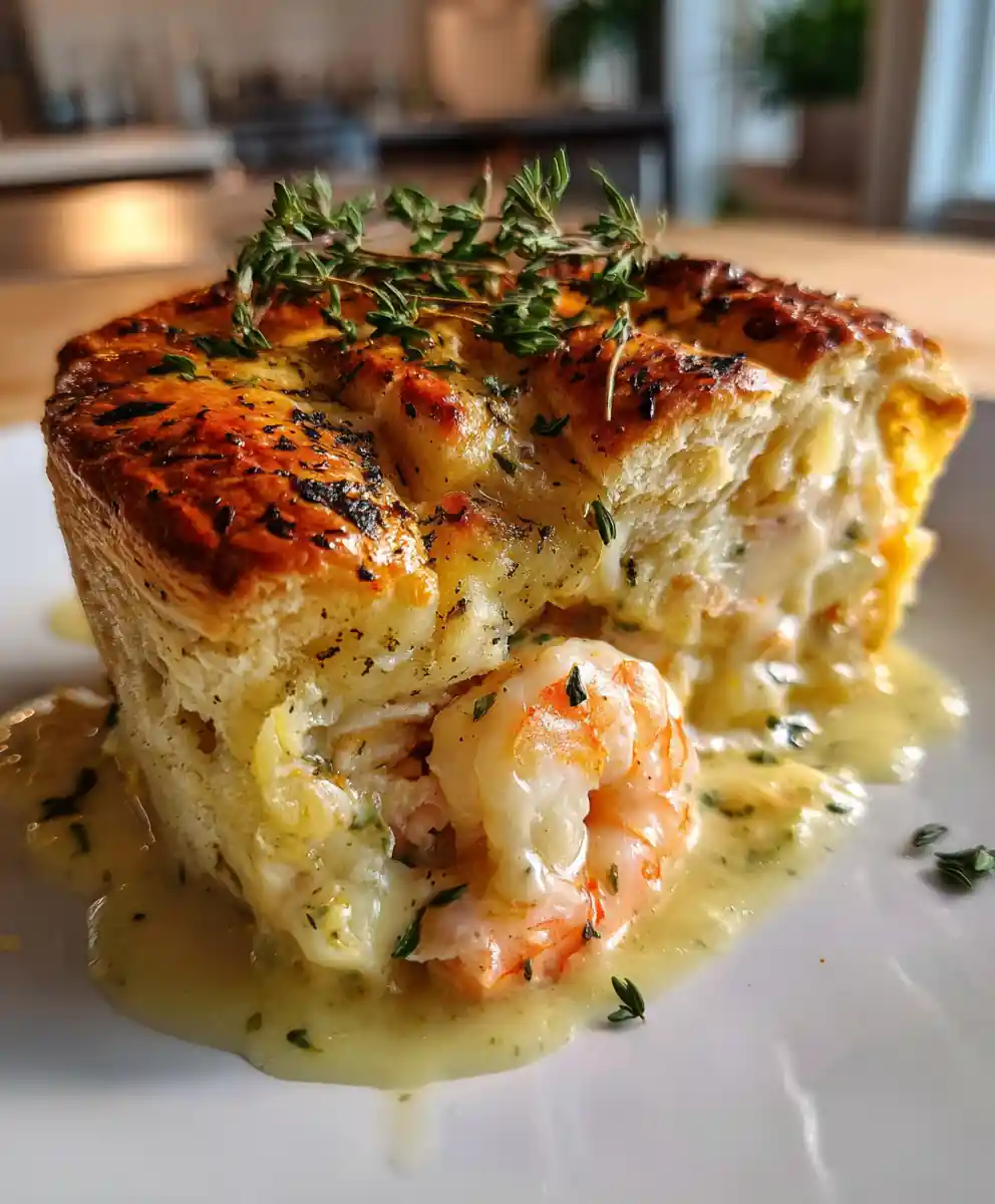 Lemon Thyme Shrimp & Lobster Cheddar Biscuit Pot Pie