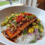Lime Coconut Glazed Chili Crisp Salmon Bowl With Avocado Mango Salsa 1767871281.704735