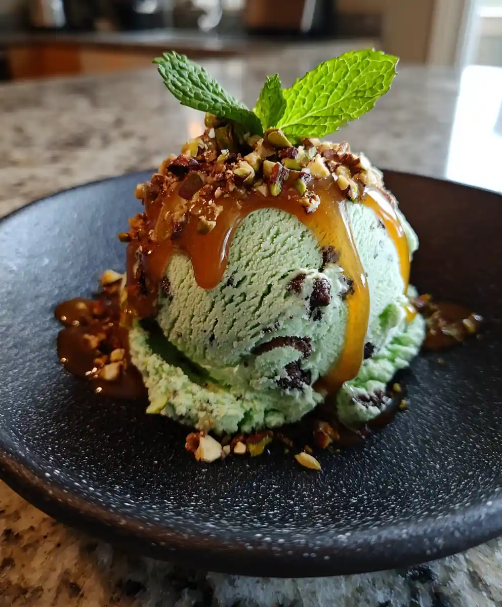 Mint Chocolate Chip Ice Cream With Salted Caramel Swirl 7 Mint Chocolate Chip Ice Cream with Salted Caramel Swirl