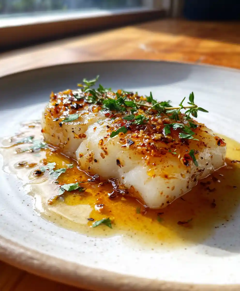 Miso Infused Garlic Butter Cod with Lemon Herb Drizzle