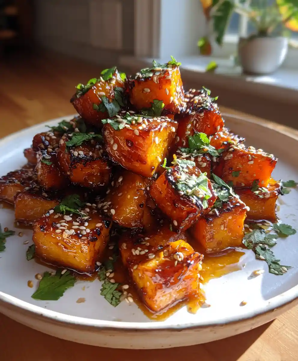 Miso Maple Glazed Garlic Butter Roasted Sweet Potatoes
