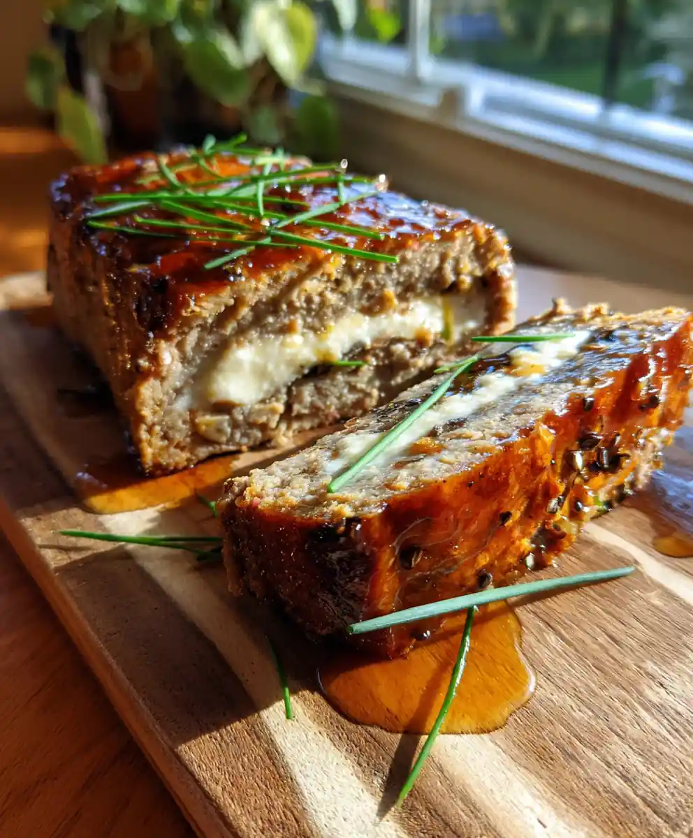 Mushroom Swiss Cheese Swirl Meatloaf with Smoked Turkey Crust