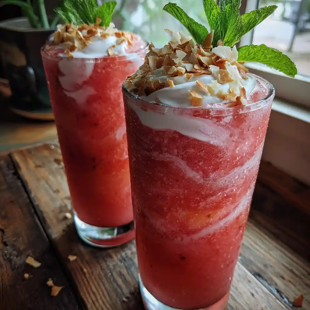 Pineapple Strawberry Slushies With Coconut Lime Cream Swirl 6 Pineapple Strawberry Slushies with Coconut Lime Cream Swirl