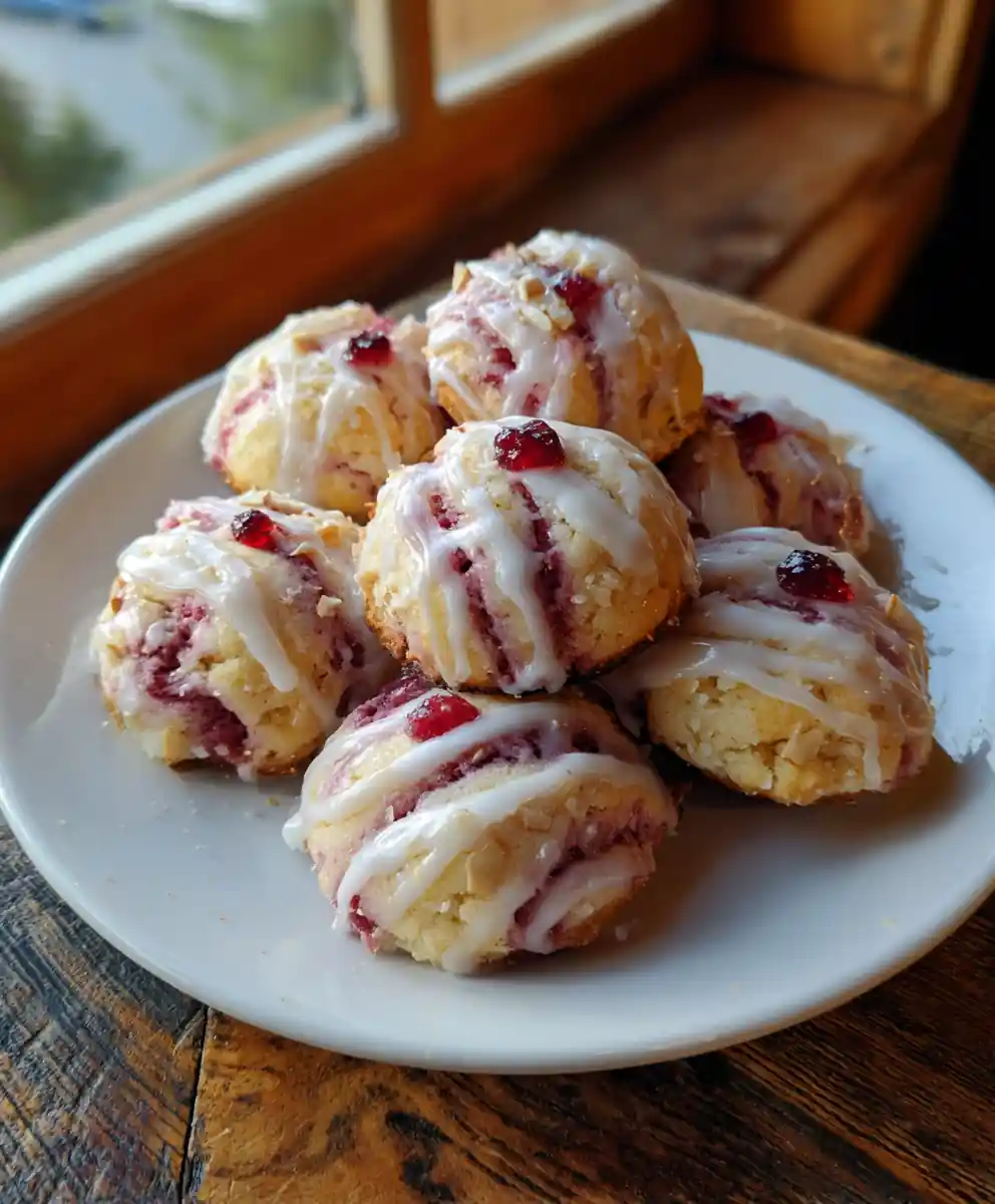 Raspberry Swirled Birthday Cake Cookies
