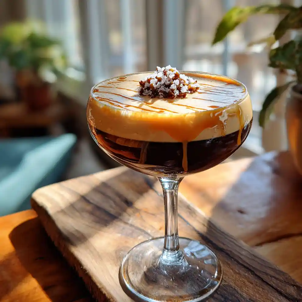 Salted Caramel Espresso Martini Mocktail With Caramel Foam 6 Salted Caramel Espresso Martini Mocktail with Caramel Foam