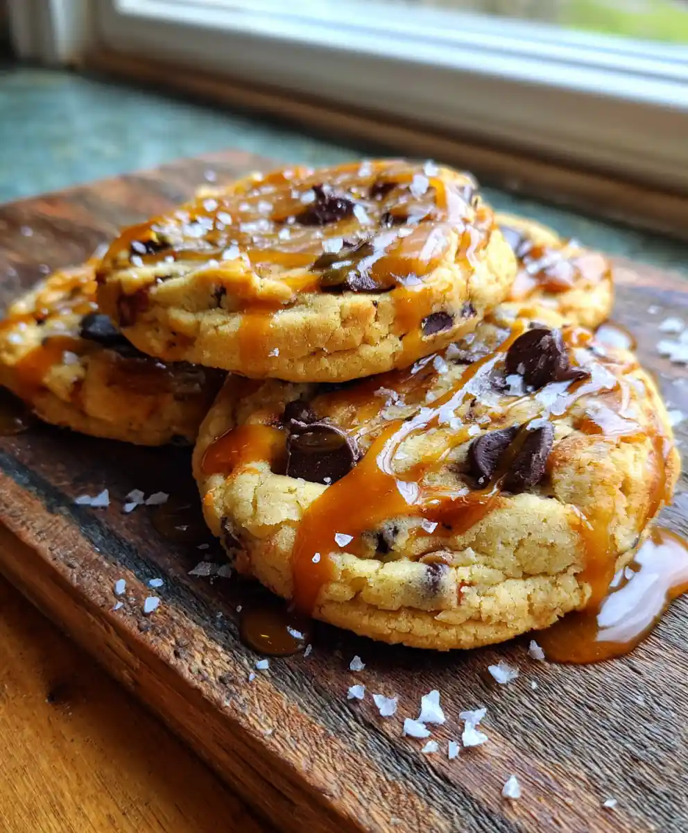 Salted Caramel Swirl Chocolate Chip Cheesecake Cookies