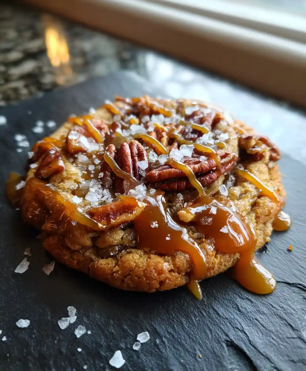 Salted Caramel Swirl Pecan Pie Cookies