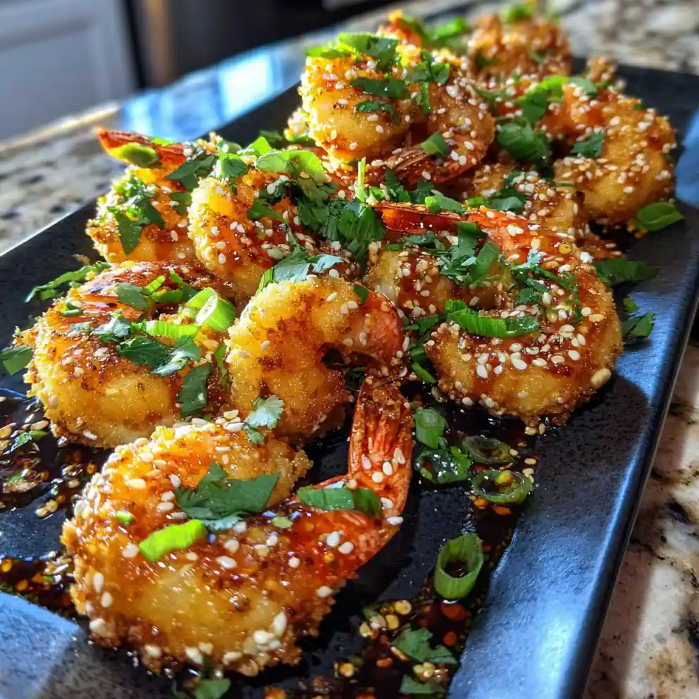 Sesame Crusted Honey Garlic Shrimp With Lime Chili Drizzle 6 Sesame Crusted Honey Garlic Shrimp with Lime Chili Drizzle