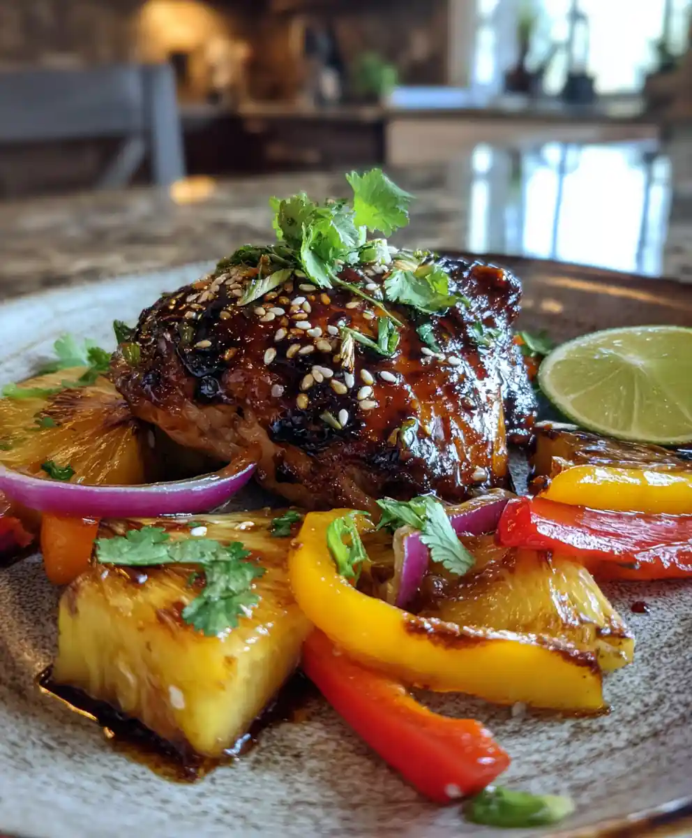 Sheet Pan Hawaiian Chicken with Pineapple Miso Glaze