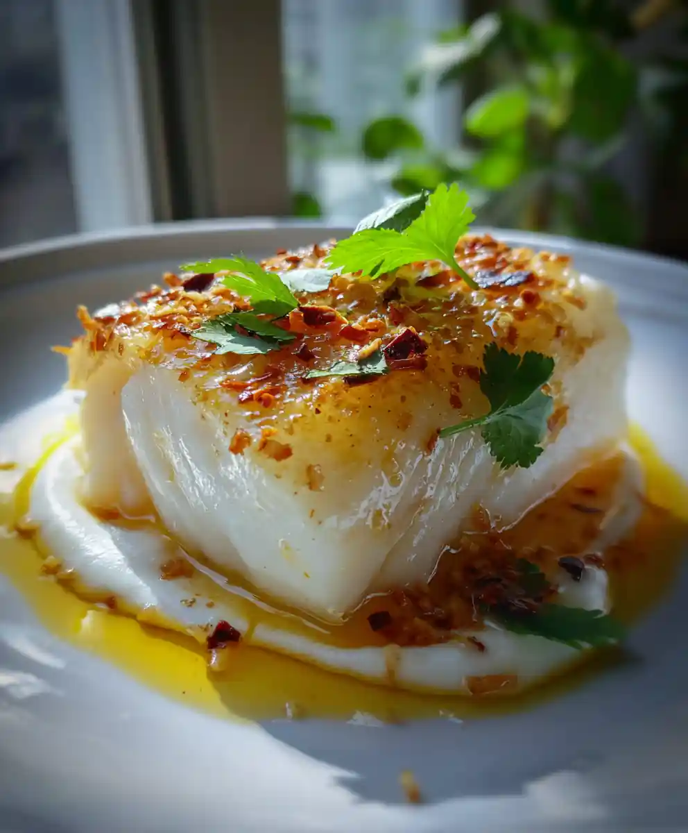 Slow Cooked Chilean Sea Bass with Coconut Lime Drizzle and Honey Dijon Glaze