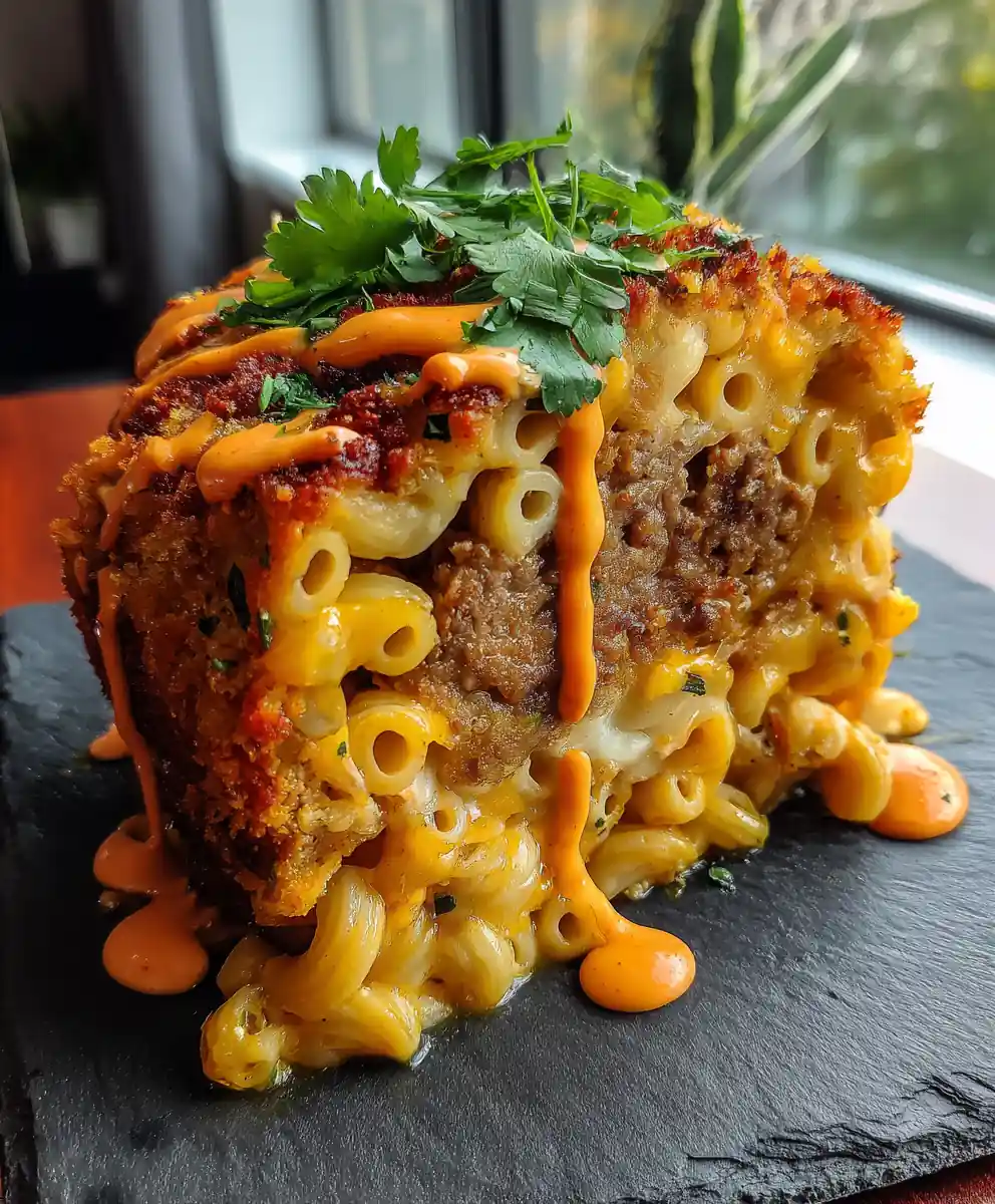 Smoky Chipotle Cheddar Mac & Cheese Meatloaf Casserole