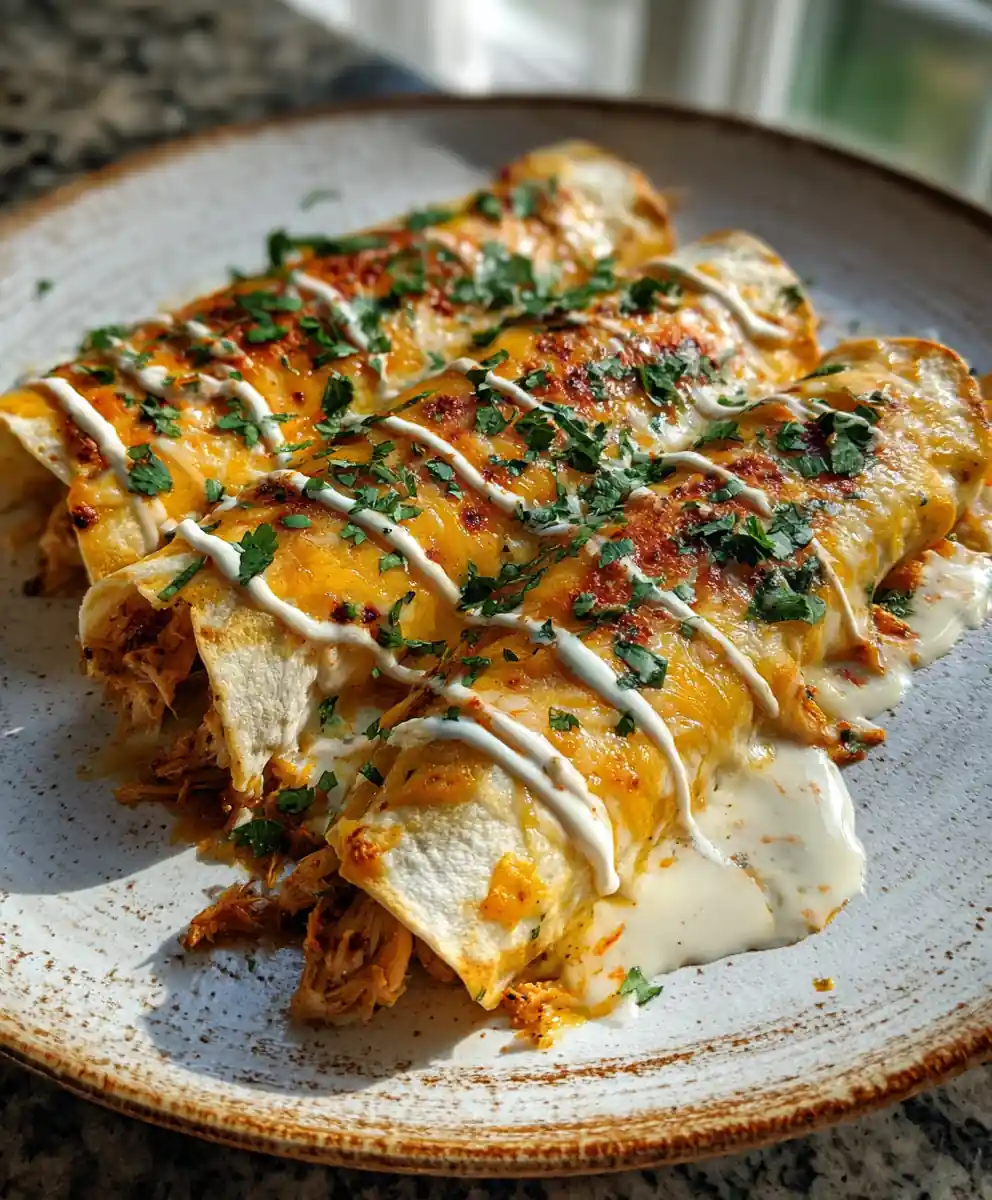 Smoky Chipotle Chicken Enchiladas with Creamy White Sauce