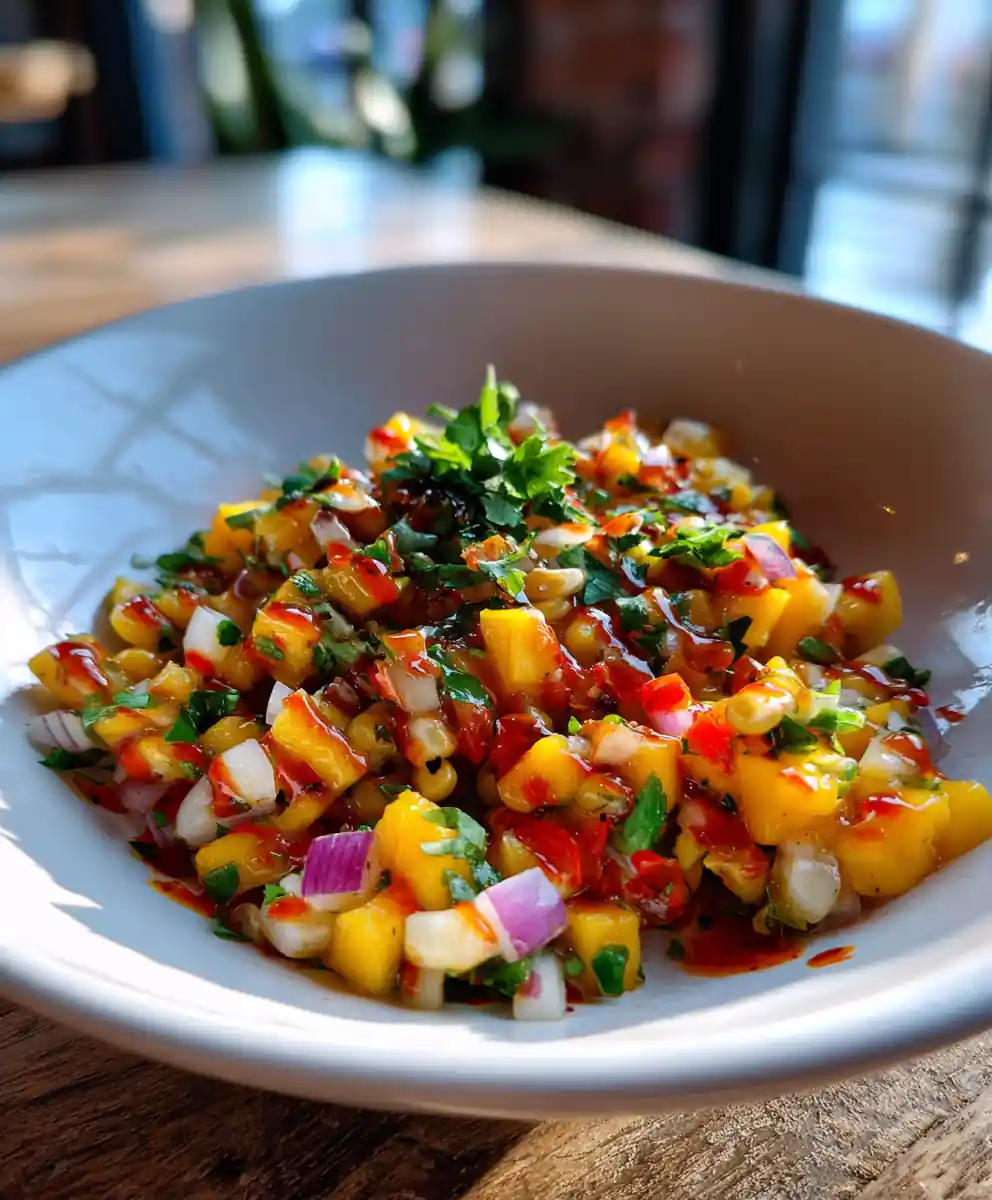 Smoky Chipotle Lime Mango Salsa with Charred Corn